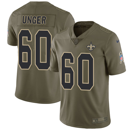 Nike Saints #60 Max Unger Olive Men's Stitched NFL Limited Salute To Service Jersey